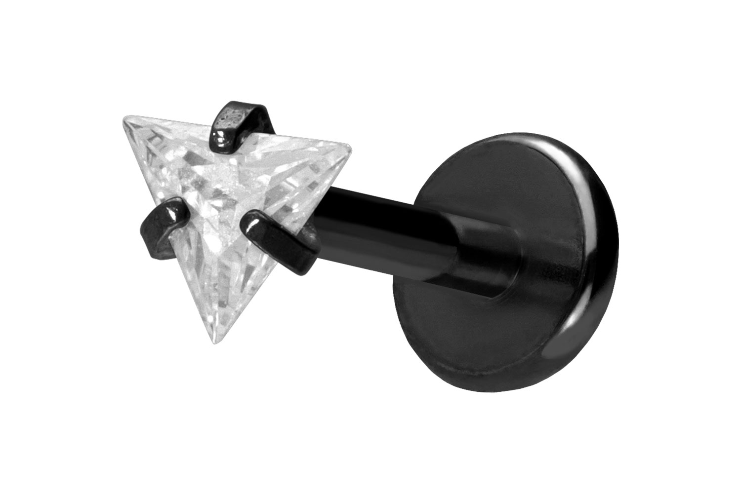 Titan Labret Piercing mit Push Fit EINGEFASSTES KRISTALLDREIECK